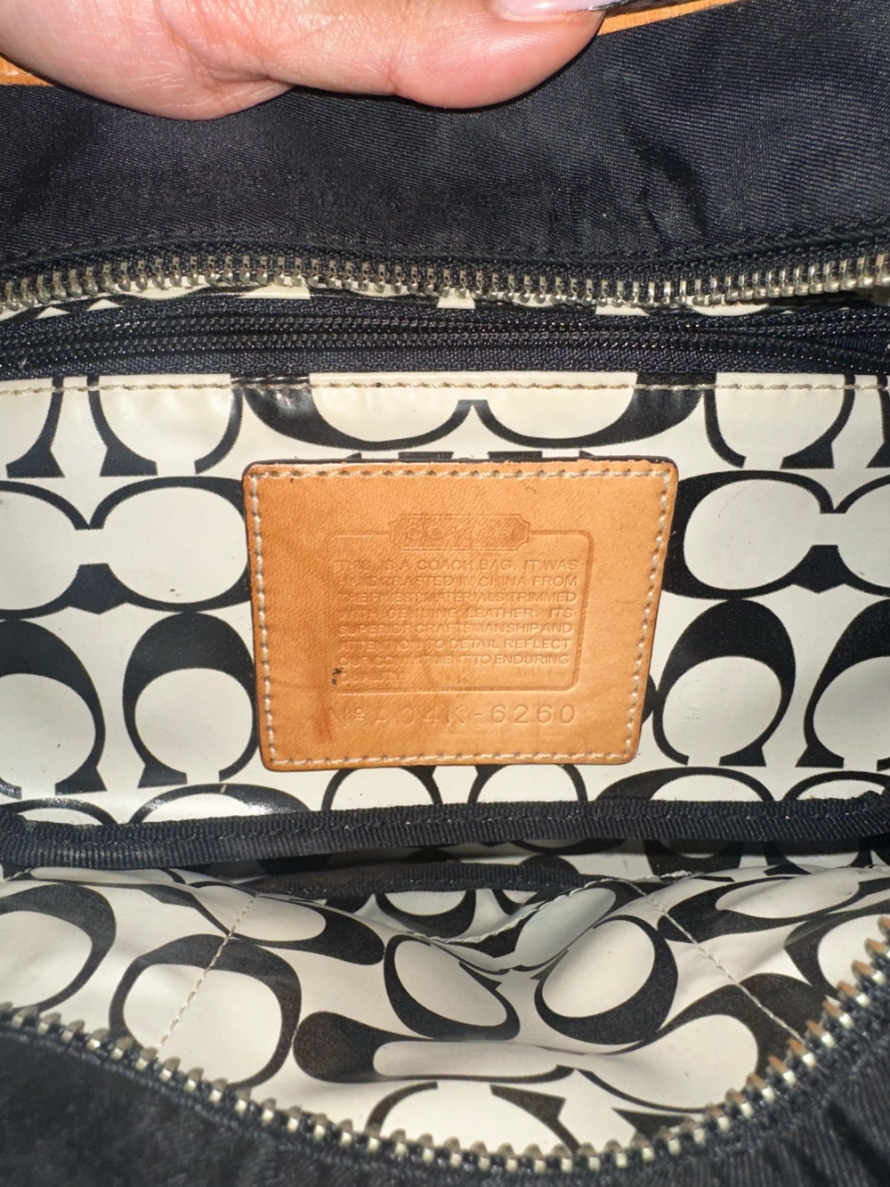 Coach Canvas Tote with Brown Straps - Picture 2 of 3